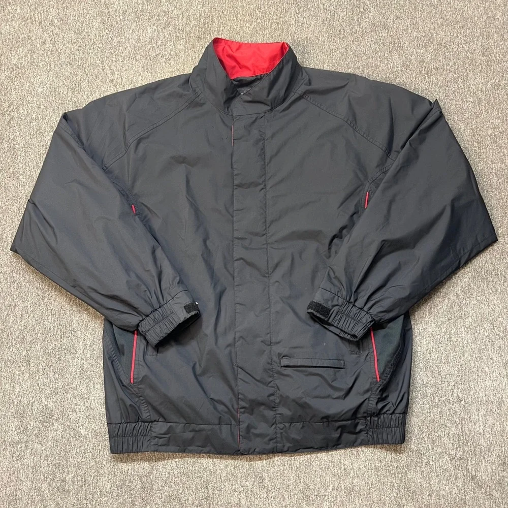 FootJoy DryJoys Mens Golf Jacket Black Red Full‎ Zip Windbreaker Size M 000